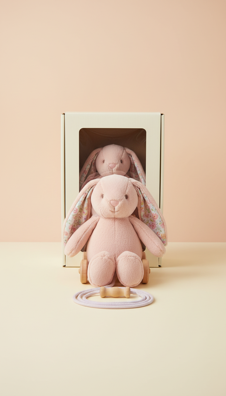 Blush Pink Pull-Along Bunny Toy